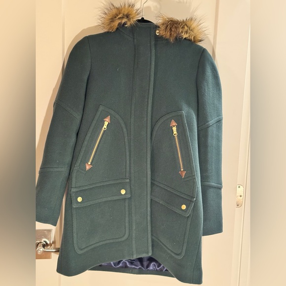 JCrew Women's Chateau Parka Stadium Cloth Forest Green Size 4 (gently used) - Picture 2 of 5
